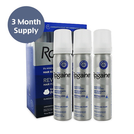 Rogaine 5% Foam for Men - 3 Month Supply (3 60g Cans, Name Brand by