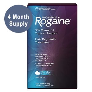 4 Month Supply (2 x 60g Cans, Name Brand by Pfizer) Women's Rogaine 5% Minoxidil Foam for Hair Thinning and Loss